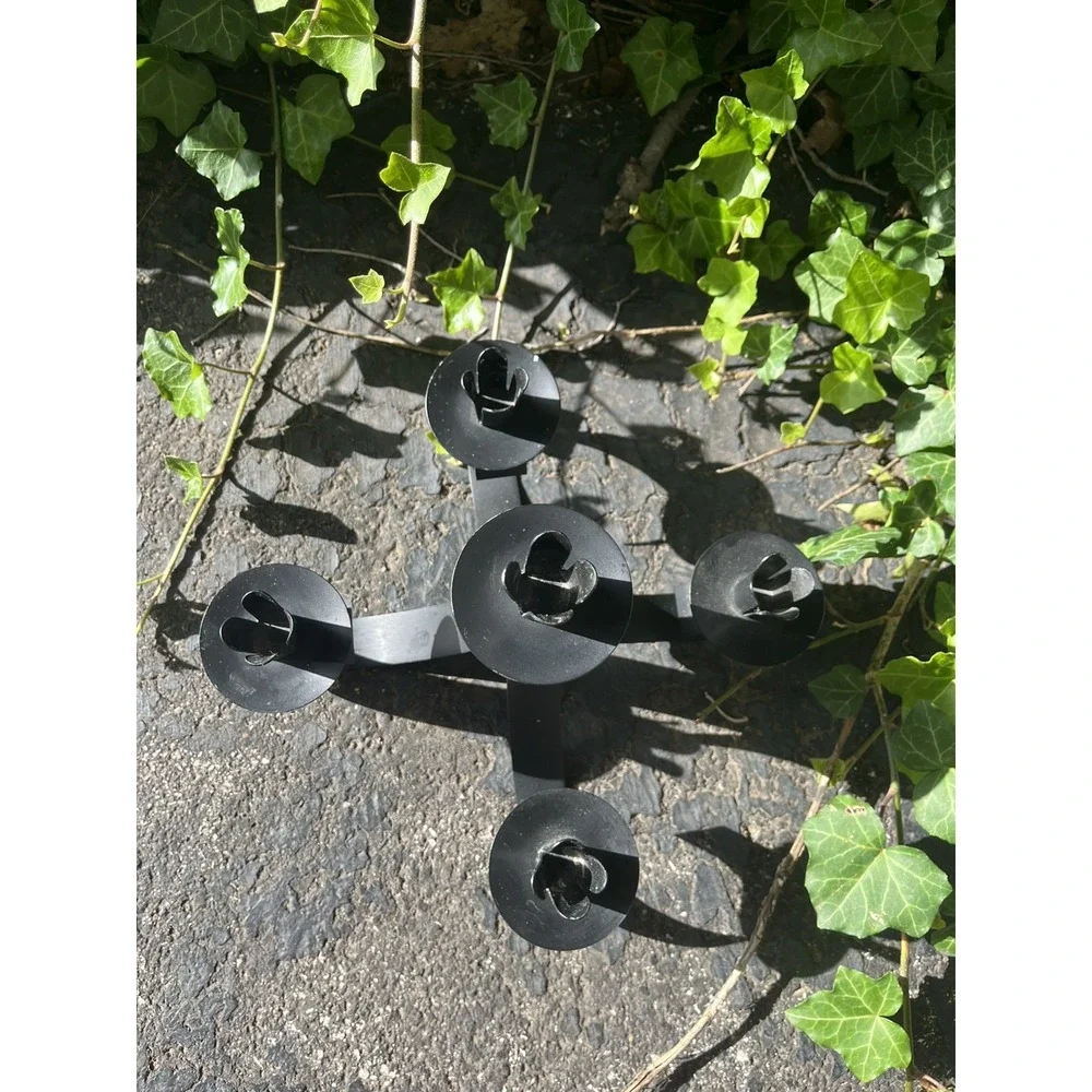 VTG Black Iron 5 Arms Handcrafted Home Decorative Pillar Candleabra 11